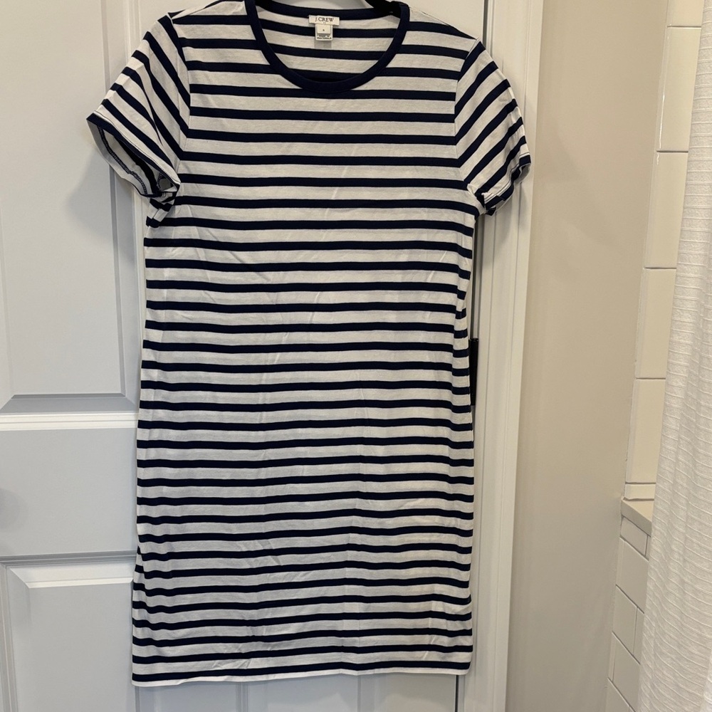 J Crew Striped Navy and White T-Shirt Dress S small